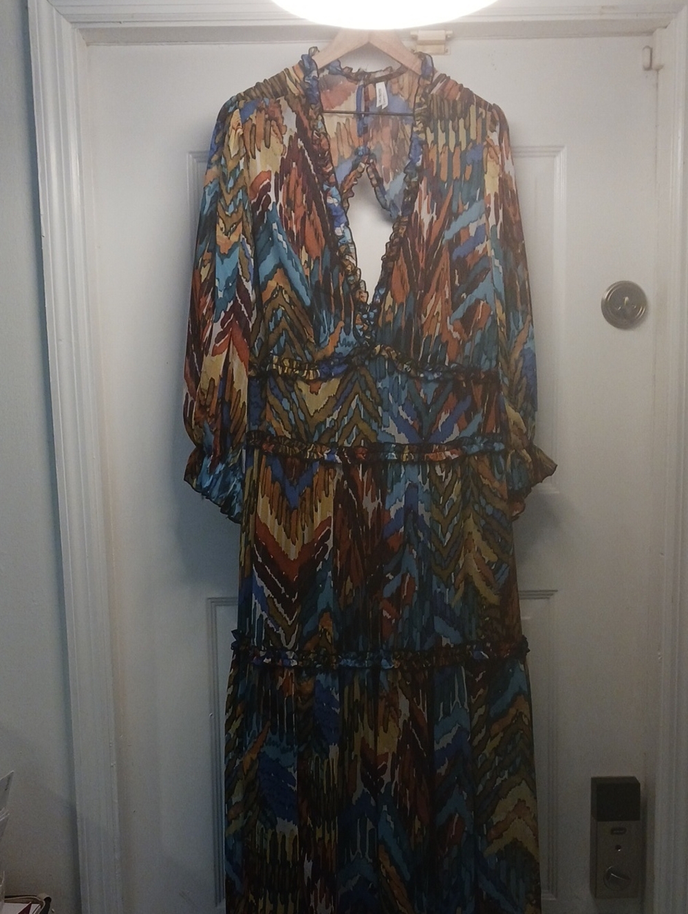 Boho Chevron Tiered Maxi Dress - Multicolor